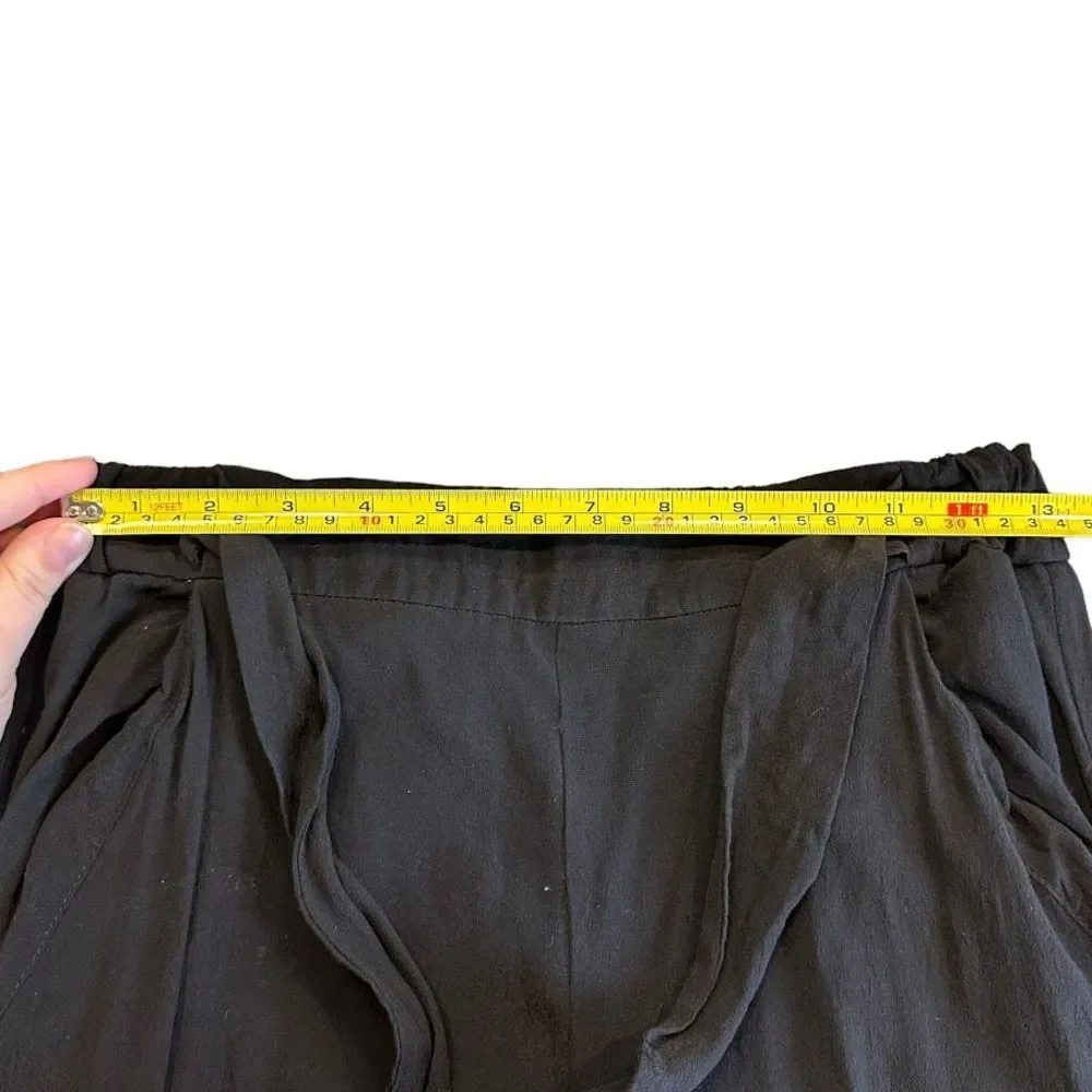Aritzia Wilfred Black Viscose Rayon‎ Wide Leg Flowy Tie Front Pants Womens S